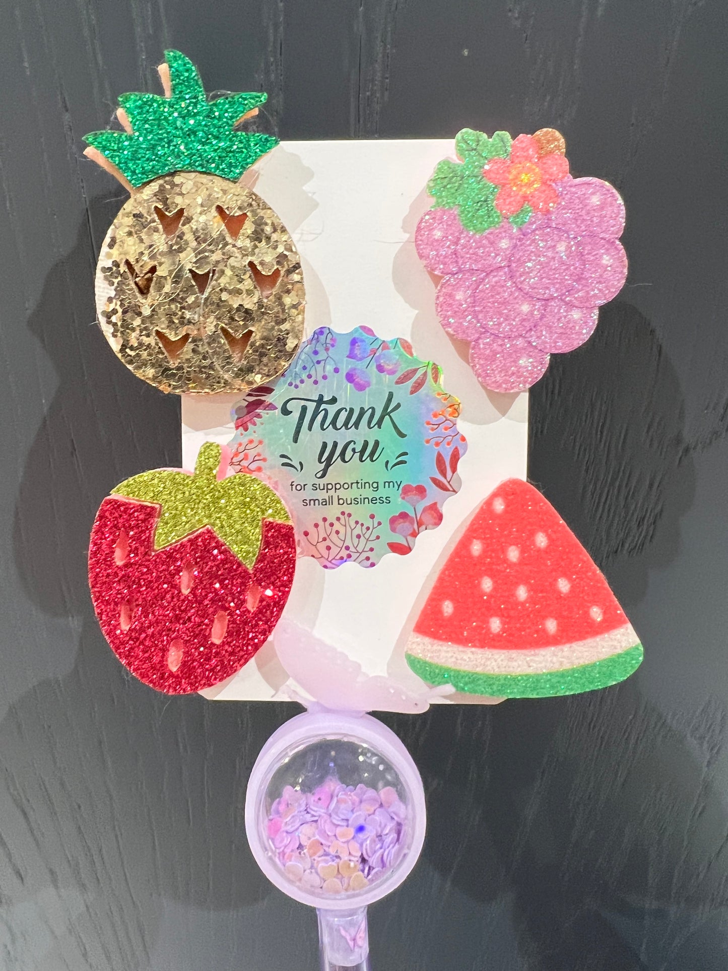 Glitter Hair clips! 4pk Fruity Fresh variety pack