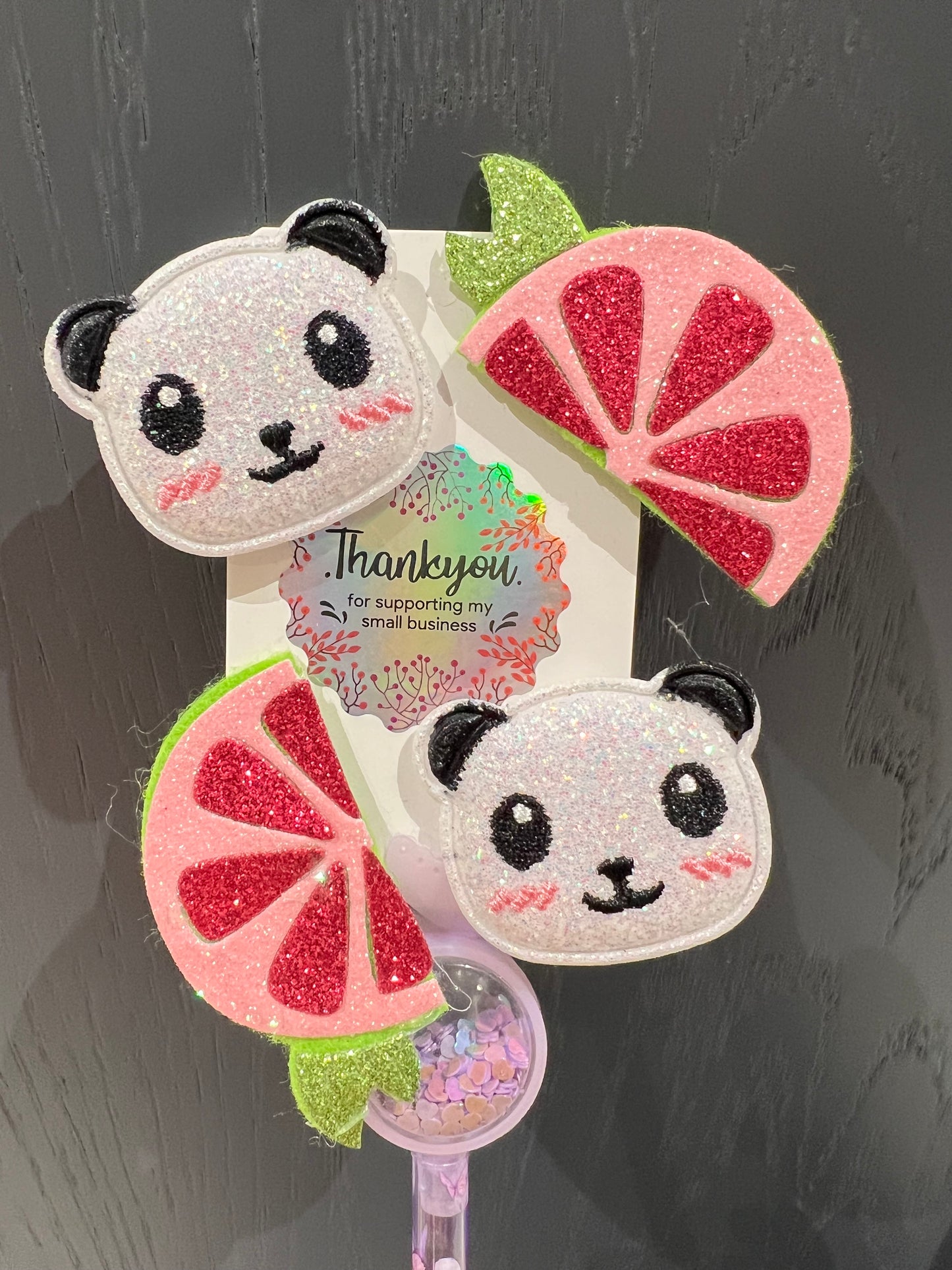 Glitter Hair clips! 4pk panda pigtails pack