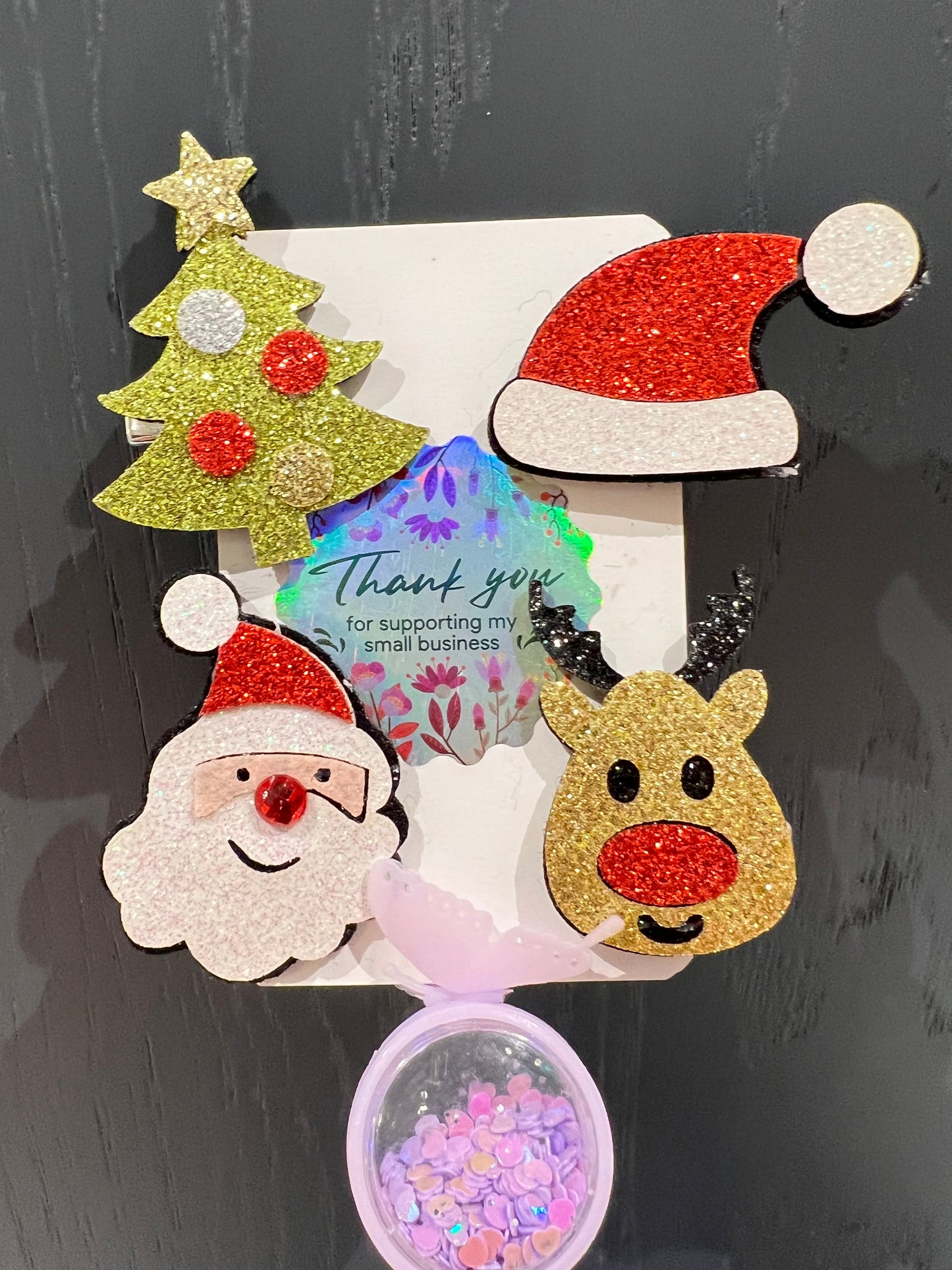 Glitter Hair clips! 4pk Christmas theme.