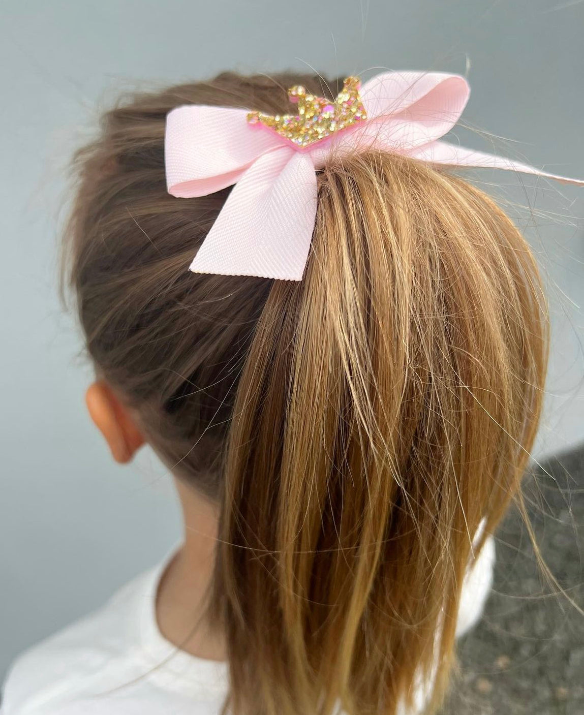 Large Pink Glitter Crown Bow