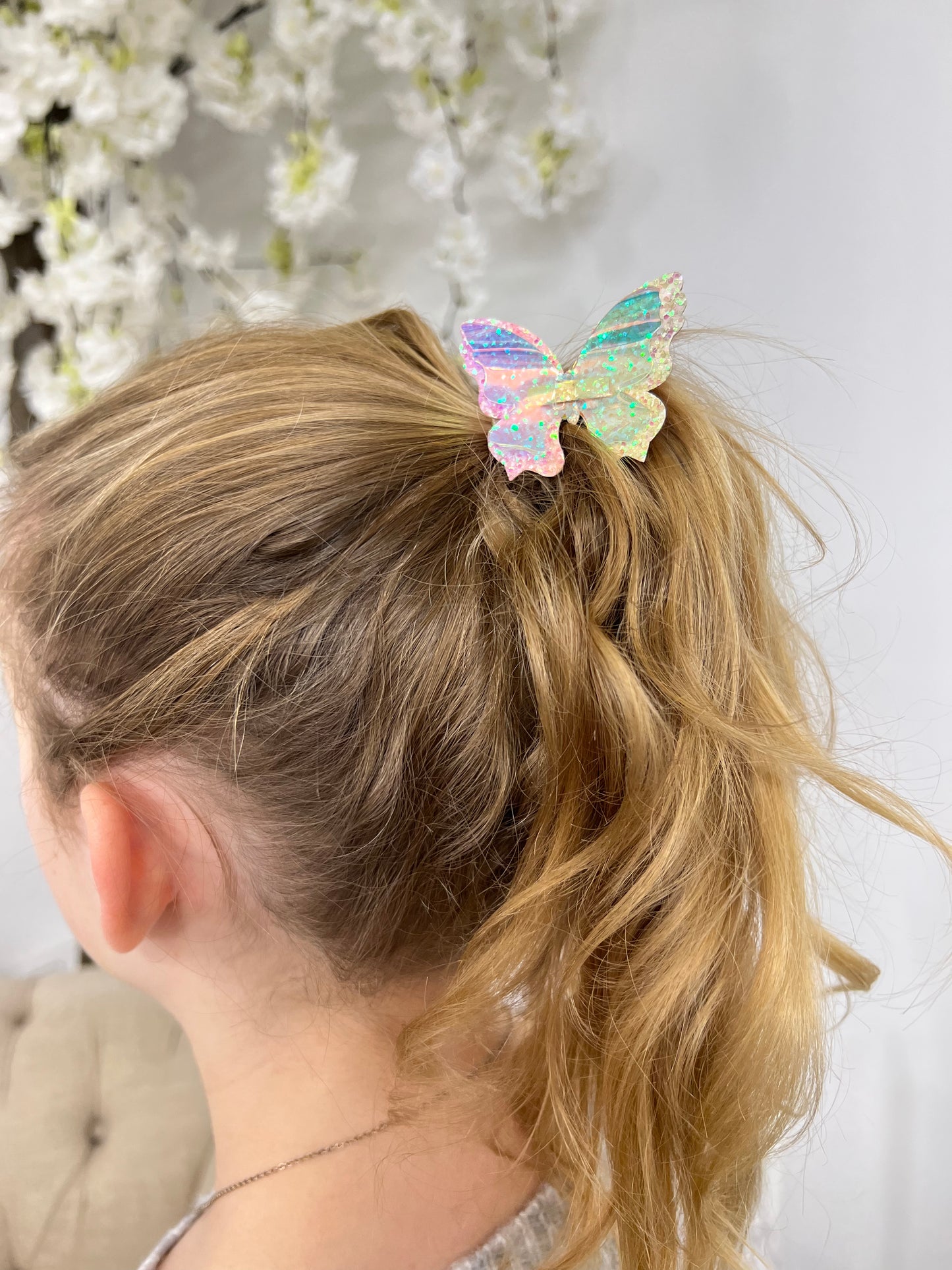 XL iridescent butterfly clip