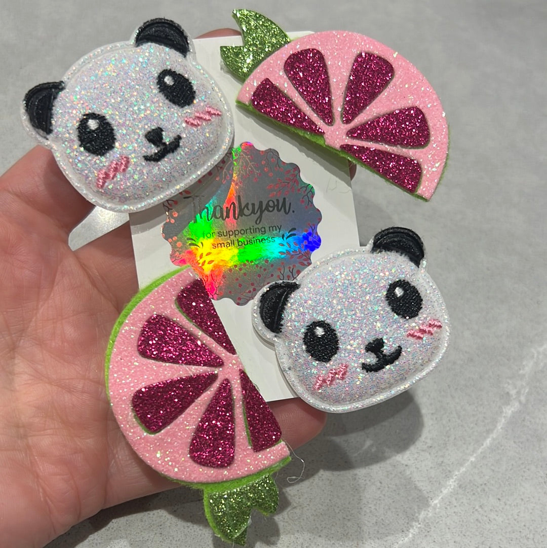 Glitter Hair clips! 4pk panda pigtails pack